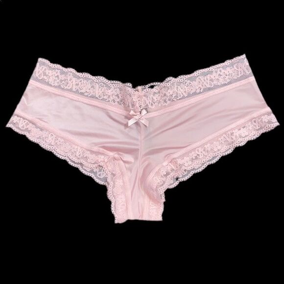 Victoria’s Secret Supersoft Satiny Lace trim cheeky panty pink - Picture 1 of 5
